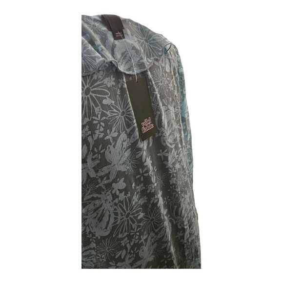 Wild Fable Womens Green Floral Long Sleeve Midi Tie-Front Cover-Up Size S - Picture 3 of 6